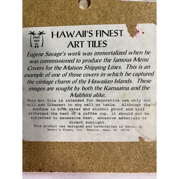 VTG Orig SS Lurline/Matson Lines Menu Cover TILE Frank MacIntosh "Mending Net" - Picture 11 of 16